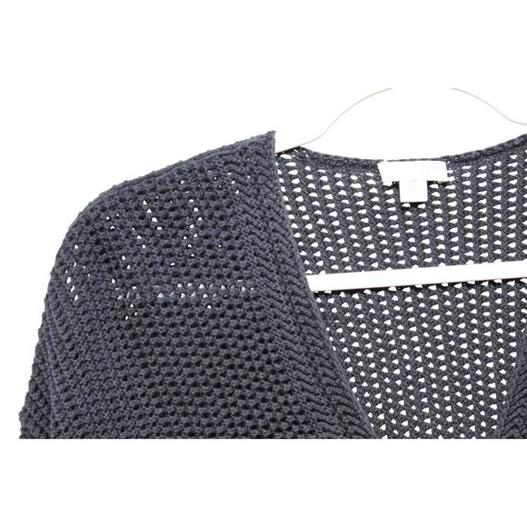 J Jill Blouse Medium Chunky Open Knit Blue 100% Cotton Beach Coastal Resort Boho - Picture 6 of 12